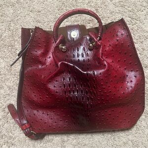 Elegant Red Leather Tote Bag